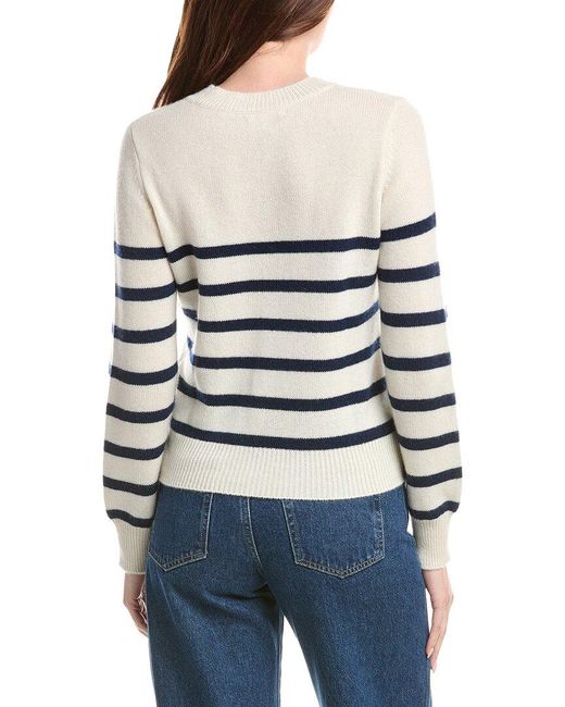 Isla Natural Lacey Stripe Pointelle Cashmere Top