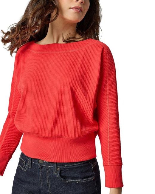 Lilla P Red Rib Trim Seamed Top