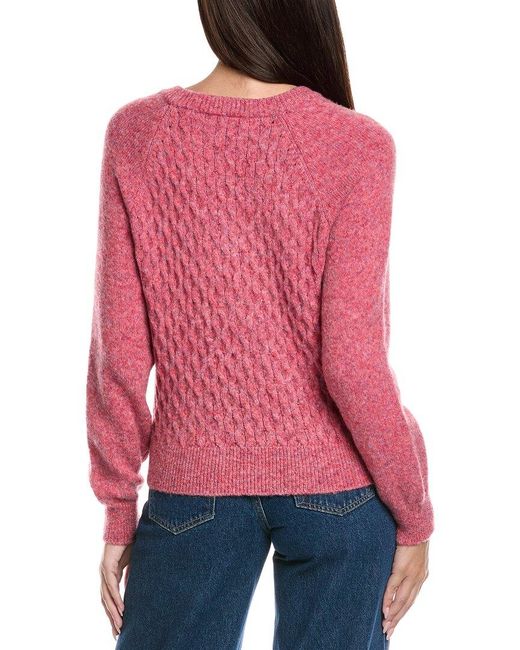 Isla Red Paisley Open Cable Wool-Blend Sweater