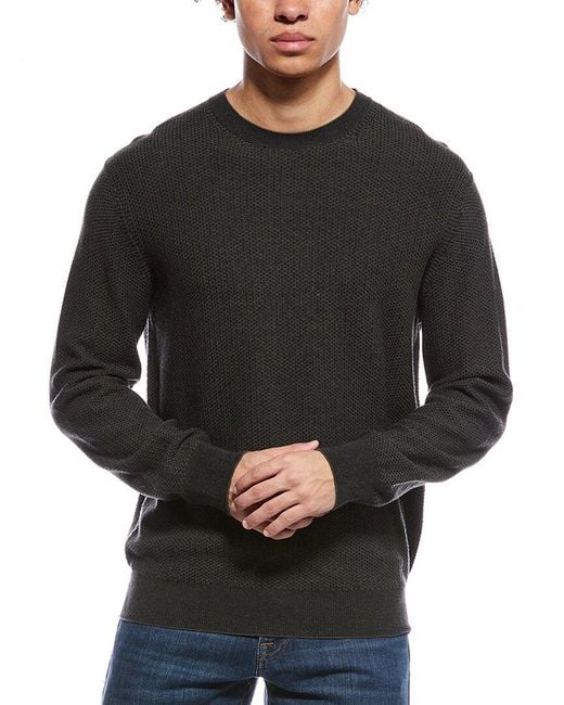 Vince Black Geo Jacquard Wool & Cashmere Crewneck Sweatshirt for men