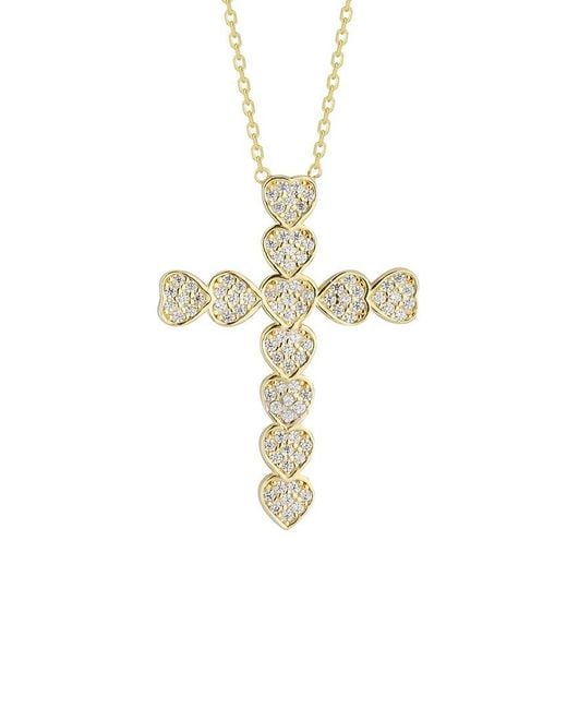 Glaze Jewelry White 14k Over Silver Cz Cross Necklace
