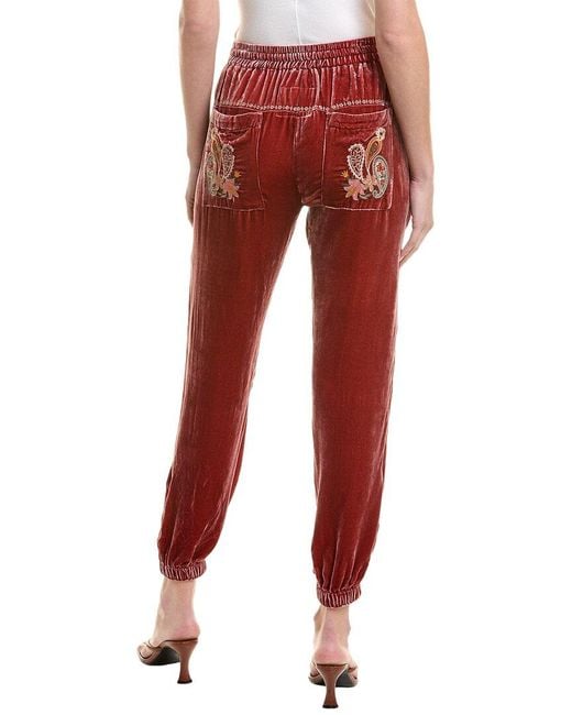 Johnny Was Red Lori Silk-blend Jogger Pant