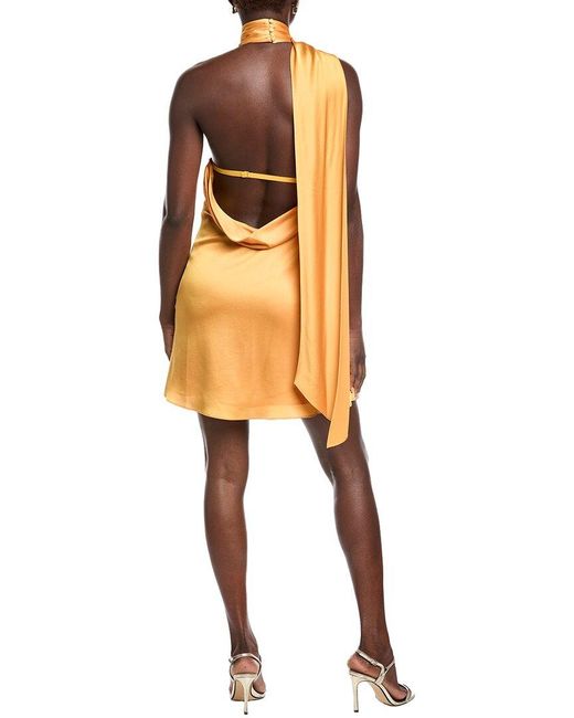 Jonathan Simkhai Yellow Jade Draped Scarf Mini Dress