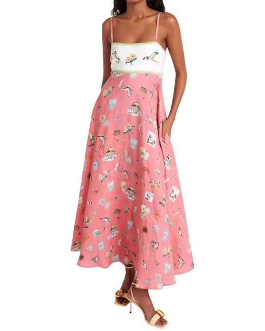 Linda Charm Pink Midi Dress