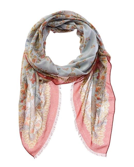 Etro Blue Silk-Blend Scarf