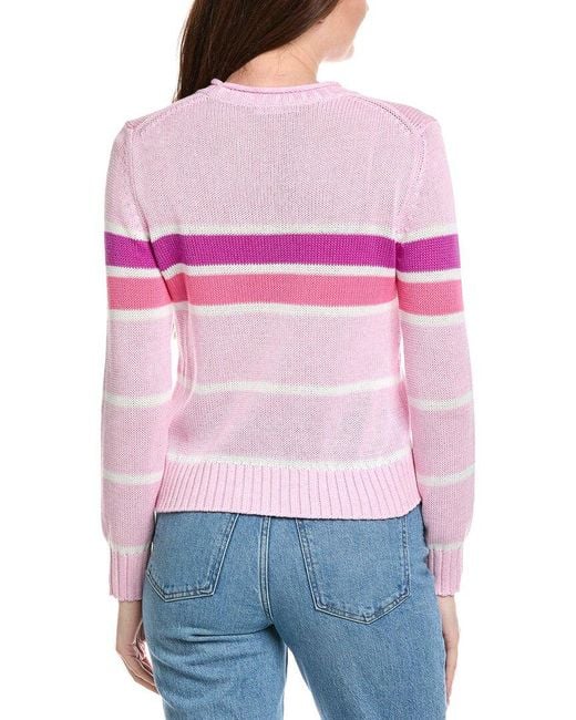 Hannah Rose Pink Tessa Colorful Stripe Cashmere-Blend Sweater