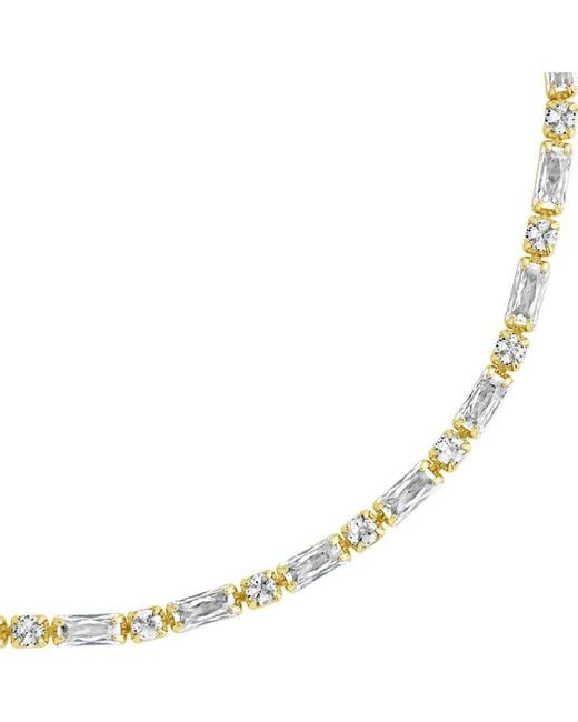 Sterling Forever Metallic 14K Cz Georgia Tennis Bracelet