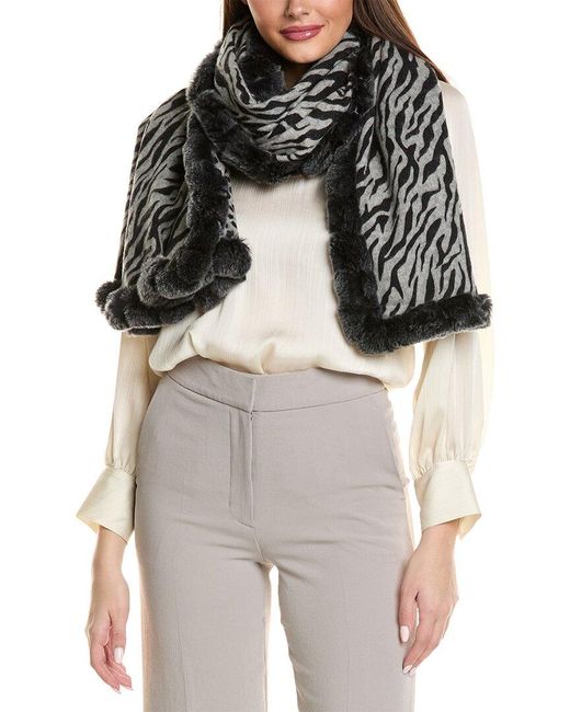La Fiorentina Black Reversible Leopard Print Wool Wrap