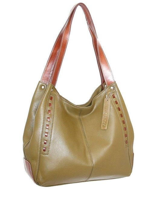 Nino Bossi Green Alyssa Durable Leather Satchel