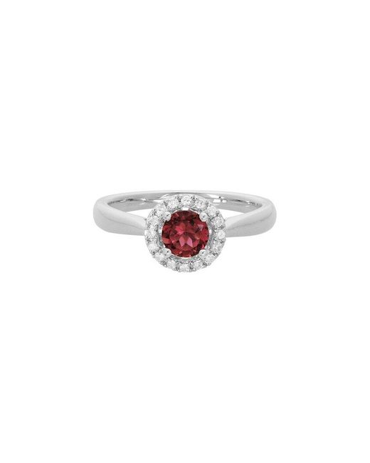Diamond Select Cuts White 14K Diamond .11 Ct. & .70 Ct. Garnet Ring