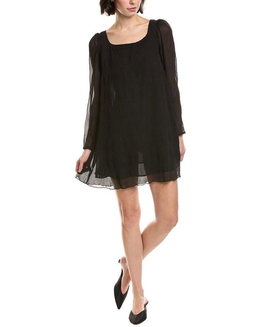 Ganni Women's Black Pleated Georgette Mini Dress