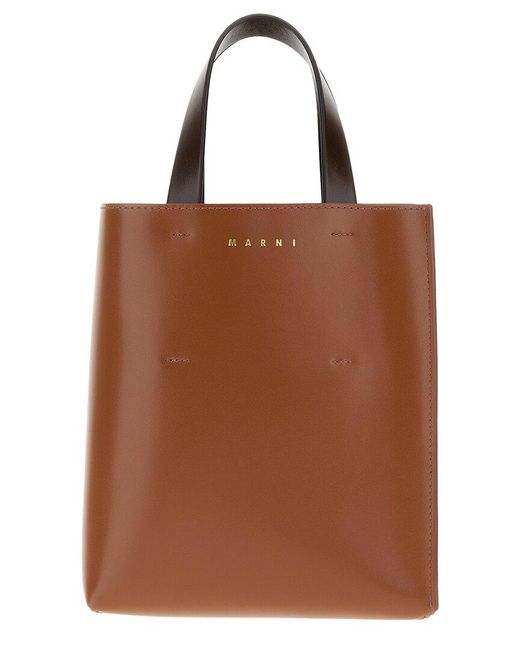Marni Brown Museo Leather Mini Handbag