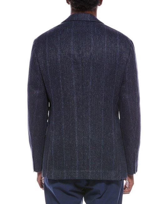 Brunello Cucinelli Blue Linen, Silk, & Wool-Blend Blazer for men