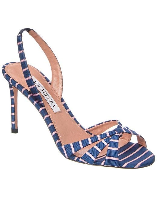 Aquazzura Blue Tati 85 Canvas Slingback Sandal