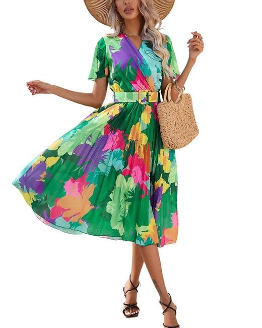 VERA DOLINI Green Midi Dress