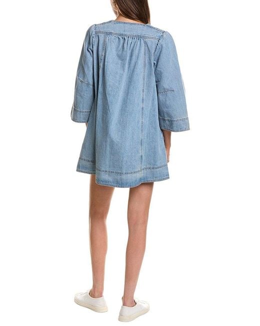 Free People Blue Goldie Balloon Sleeve Mini Dress