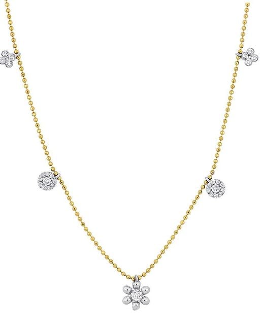 Rina Limor Metallic 14K Two-Tone 0.30 Ct. Tw. Diamond Floral Necklace