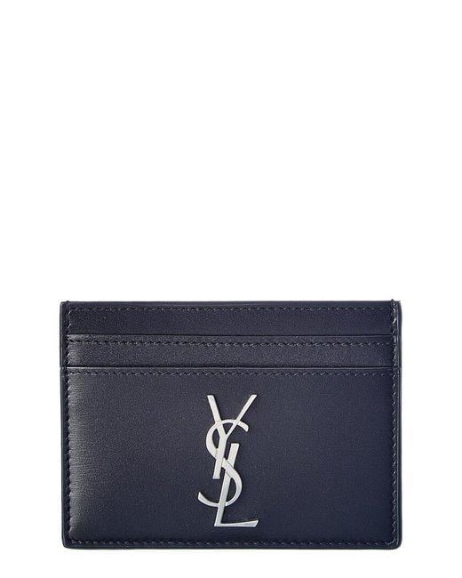 Saint Laurent Blue Monogram Leather Card Case