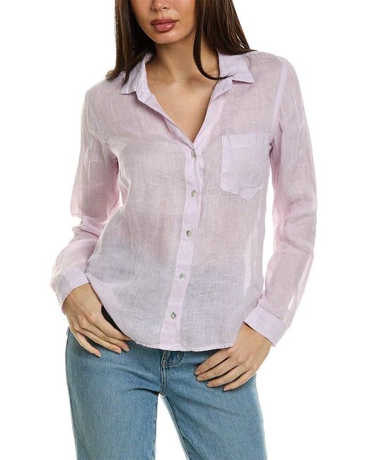 Bella Dahl Purple Pocket Button-down Shirt