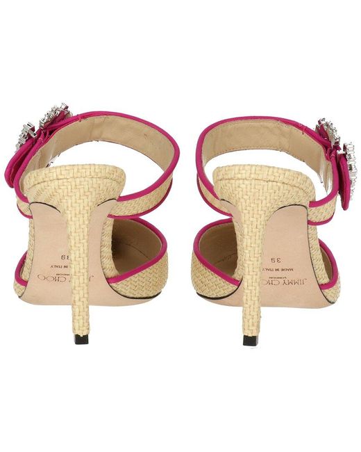 Jimmy Choo Pink Dyana 85 Raffia Mule