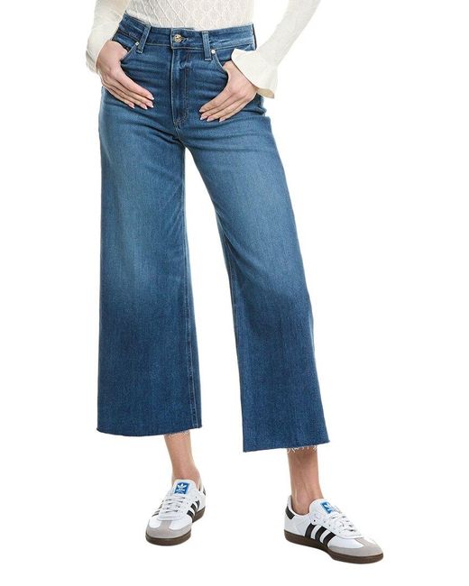 PAIGE Blue Anessa Painterly Distressed Raw Hem Jean