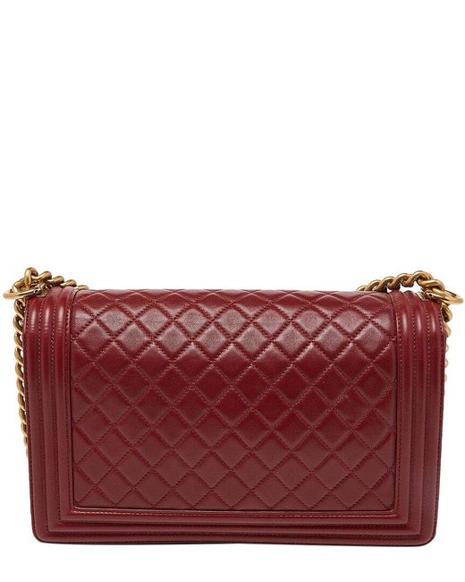 Chanel Red Quilted Leather New Medium Boy Shoulder Bag (Authentic Pre-Owned)