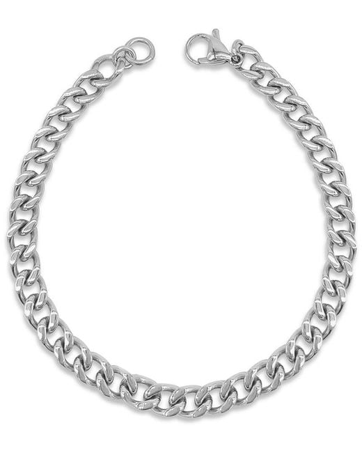 Adornia Metallic Rhodium Plated Cuban Chain Bracelet for men