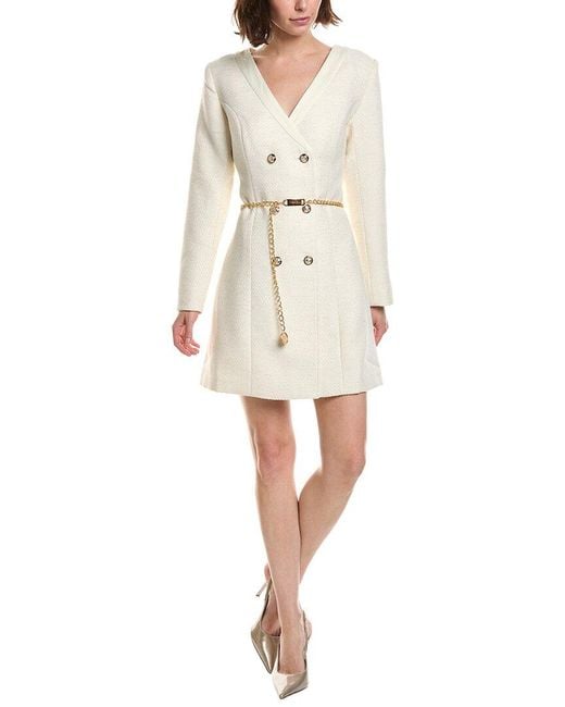 Pascale La Mode Natural Tweed Fitted Linen-Blend Coat Dress