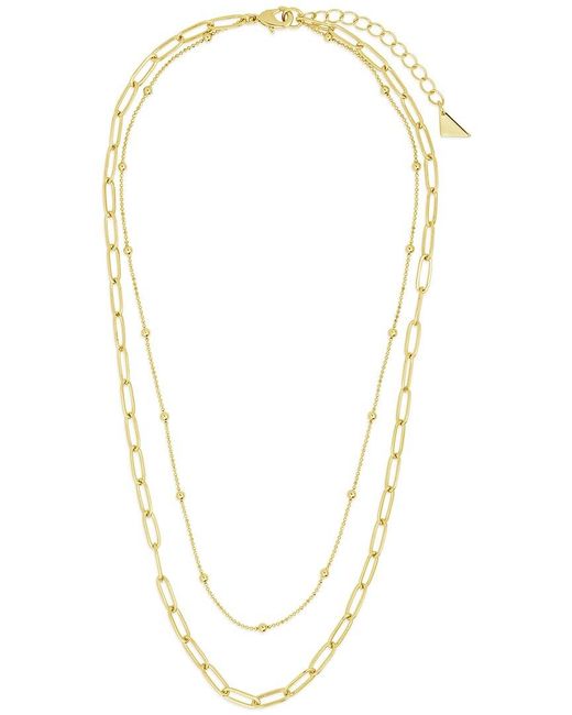 Sterling Forever Metallic 14k Plated Leah Paperclip Layered Chain Necklace