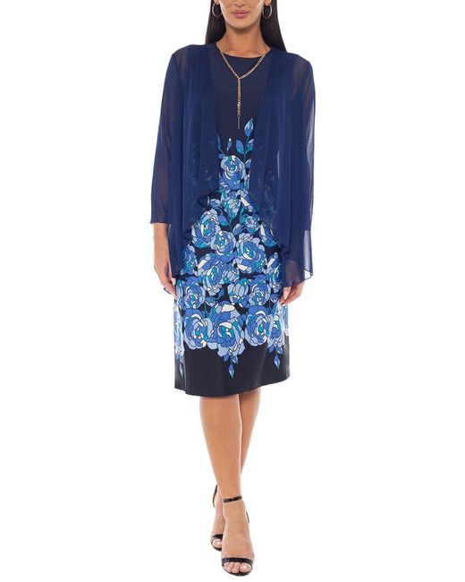 Marina Blue Printed Midi Dress