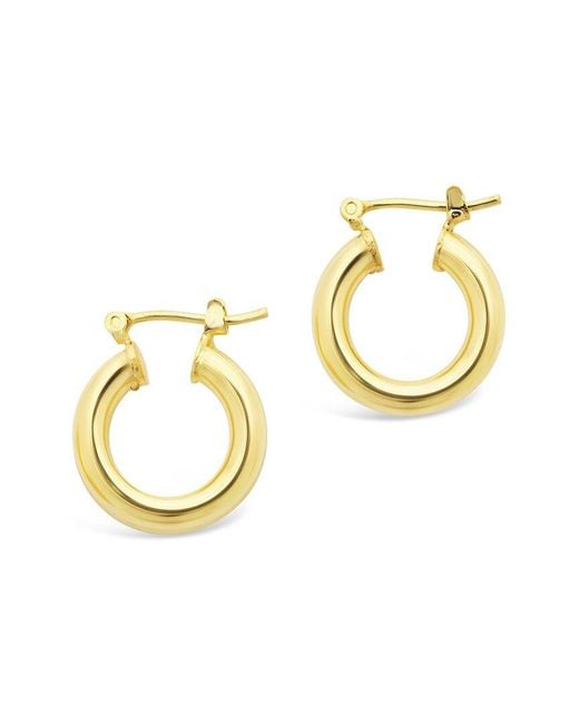 Sterling Forever Metallic 14k Plated Chunky Tube Hoops