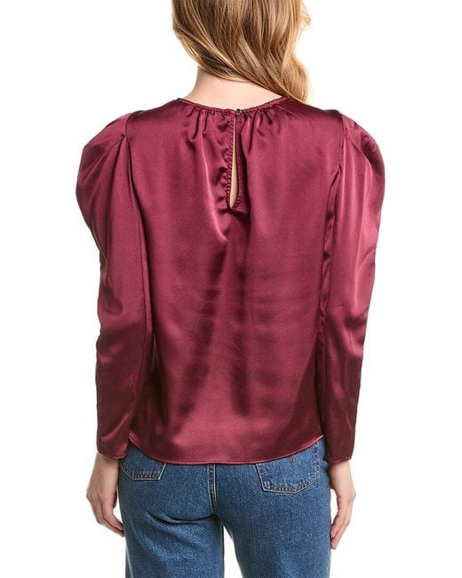 1.STATE Red Puff Sleeve Blouse