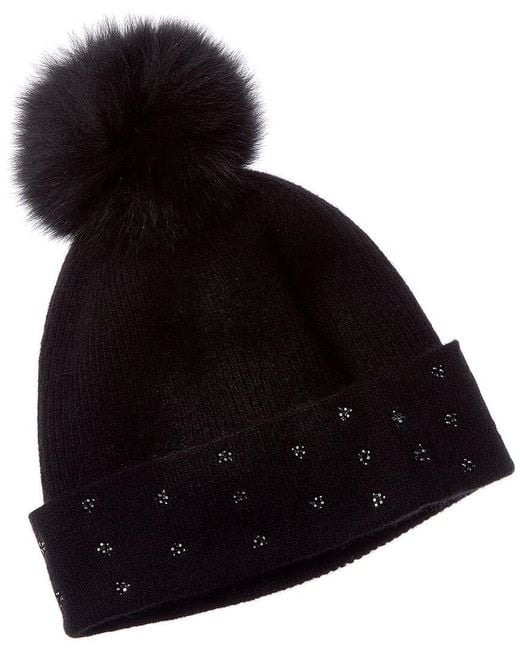 Forte Black Cashmere Crystal Cuff Cashmere Hat