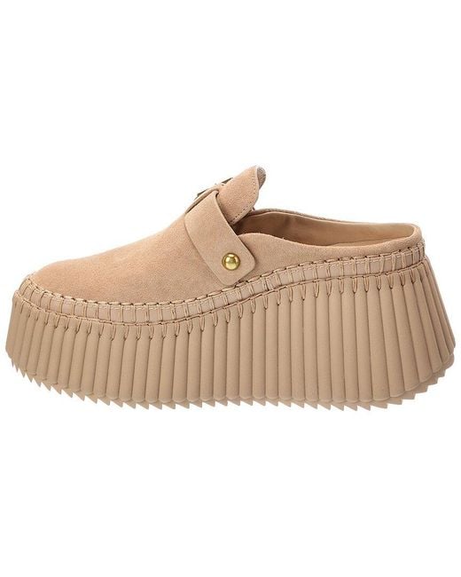 Chloé Natural Nama Suede Wedge Mule