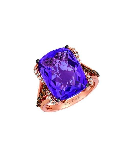 Le Vian Purple 14K Rose 10.32 Ct. Tw. Diamond & Amethyst Cocktail Ring