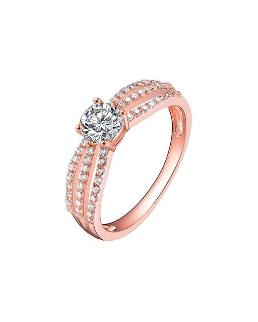 Genevive Jewelry White 18k Rose Gold Vermeil Ring