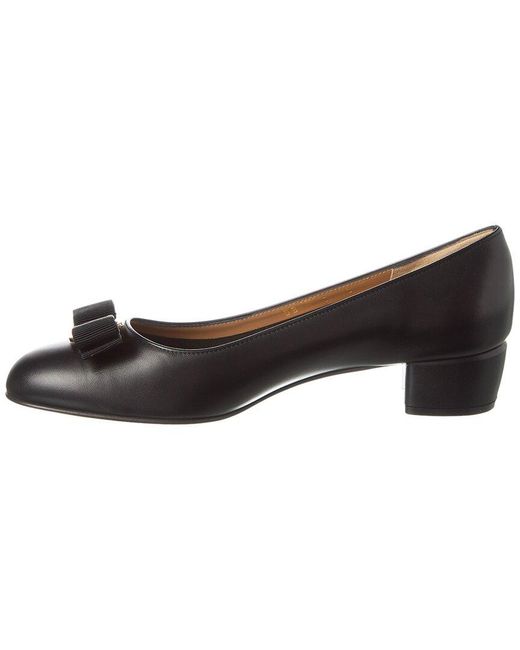 Ferragamo Brown Vara Leather Flat
