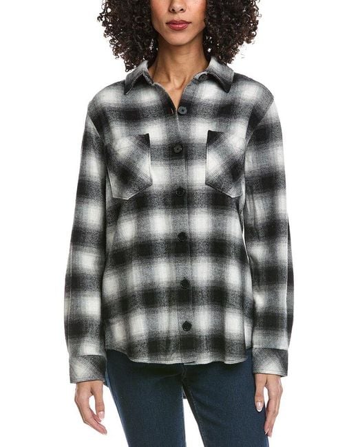 Bella Dahl Gray Oversized Wool-Blend Shacket