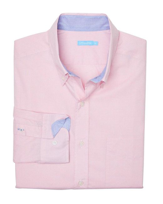 J.McLaughlin Pink Graphic Check Collis Shirt for men
