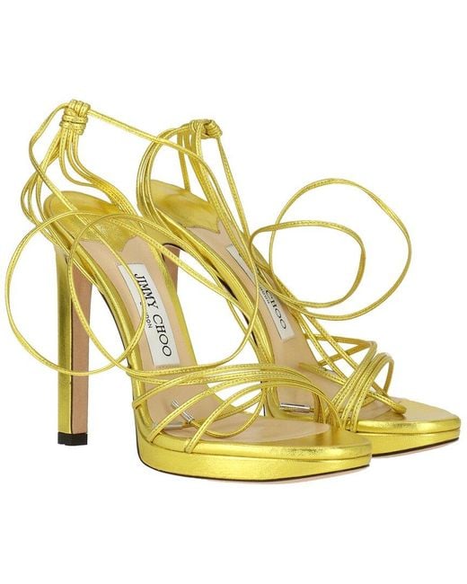 Jimmy Choo Metallic Antia Pf 120 Leather Sandal