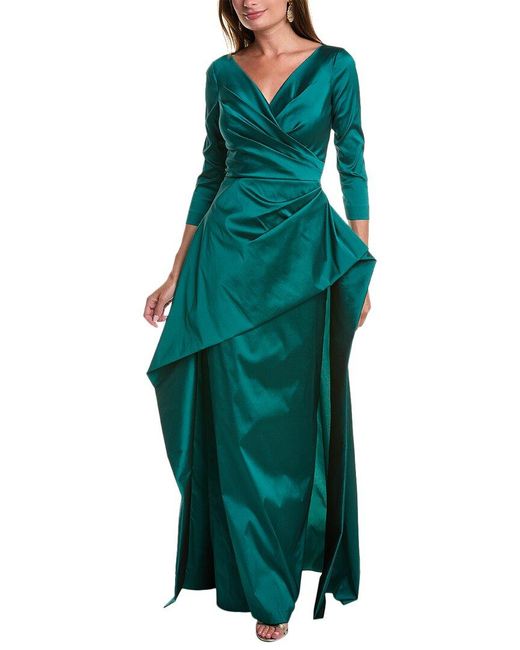 Teri Jon Taffeta Gown in Green | Lyst
