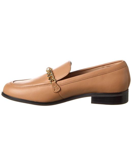 Stuart Weitzman Natural Owen Pearl Chain Leather Loafer