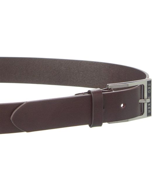 Ted Baker Brown Mesdnn Enamel Logo Buckle Leather Belt for men