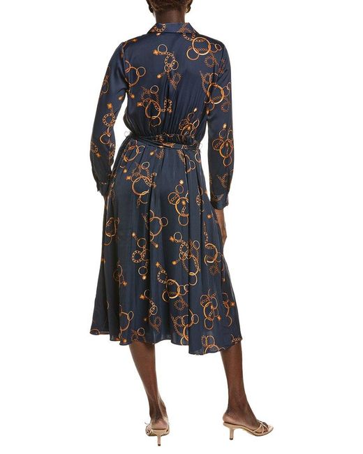 Tahari Black Half Placket Button Down Midi Dress