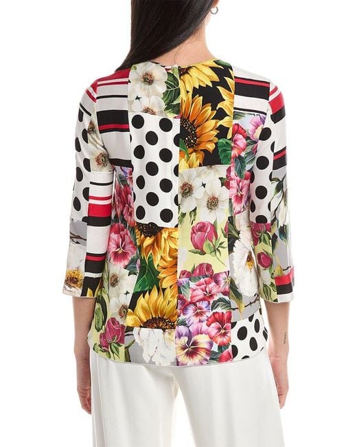 Dolce & Gabbana White Silk-Blend Top
