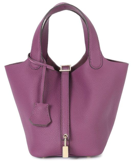 Tiffany & Fred Paris Purple Leather Top Handle Satchel