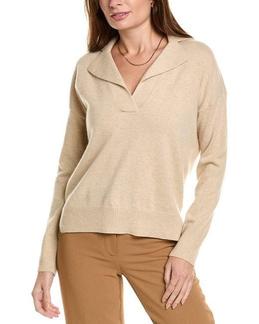 Design History Natural Notched Collar Cashmere Sweater