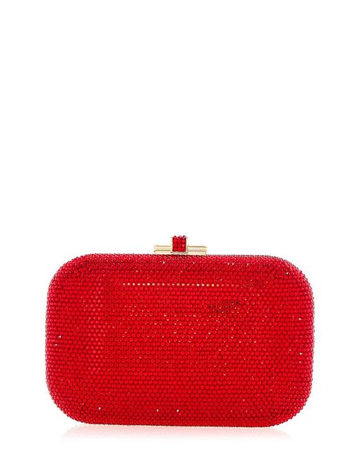 Judith Leiber Red Slide Lock Clutch