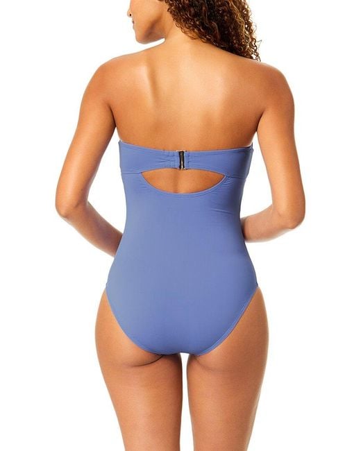 Anne Cole Blue Scallop Neck Bandeau One-Piece