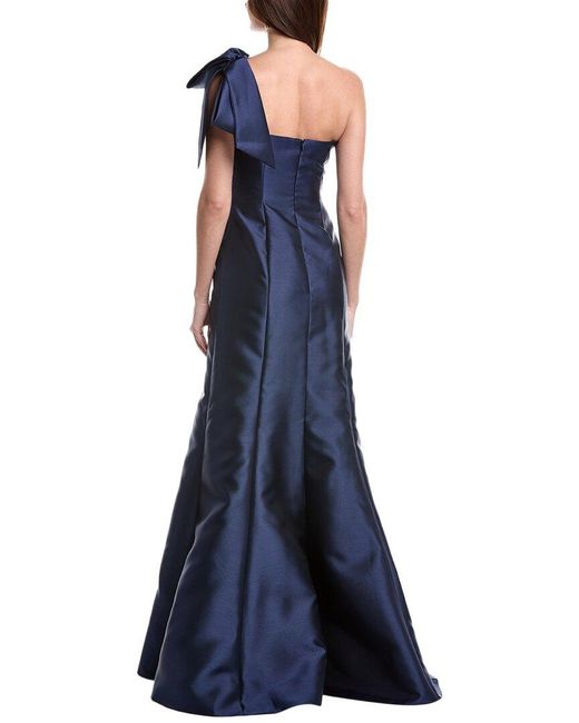 Rene Ruiz Blue Sweetheart Neck Satin Mermaid Gown